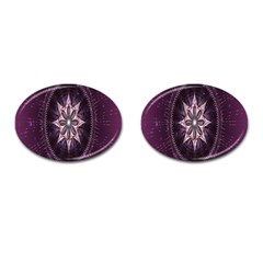 Flower Twirl Star Space Purple Cufflinks (oval)