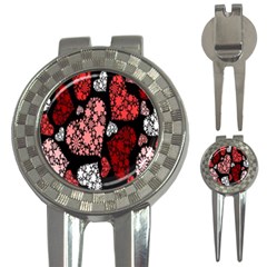Floral Flower Heart Valentine 3-in-1 Golf Divots by Mariart