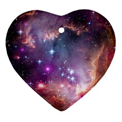 Galaxy Space Star Light Purple Heart Ornament (two Sides)