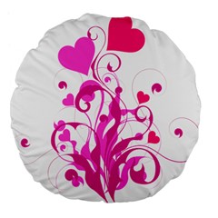 Heart Flourish Pink Valentine Large 18  Premium Flano Round Cushions by Mariart