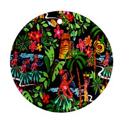 Hawaiian Girls Black Flower Floral Summer Ornament (round)