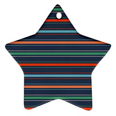 Horizontal Line Blue Green Star Ornament (two Sides) by Mariart