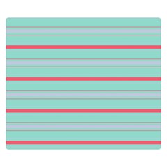Horizontal Line Blue Red Double Sided Flano Blanket (small) 