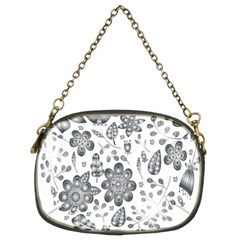 Grayscale Floral Heart Background Chain Purses (two Sides) 