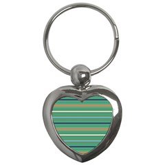 Horizontal Line Green Red Orange Key Chains (heart)  by Mariart