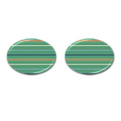 Horizontal Line Green Red Orange Cufflinks (oval) by Mariart