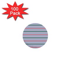 Horizontal Line Green Pink Gray 1  Mini Buttons (100 Pack) 