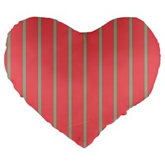 Line Red Grey Vertical Large 19  Premium Heart Shape Cushions by Mariart