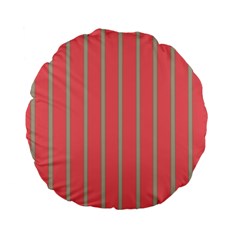Line Red Grey Vertical Standard 15  Premium Flano Round Cushions