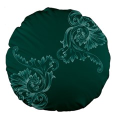 Leaf Green Blue Sexy Large 18  Premium Flano Round Cushions by Mariart