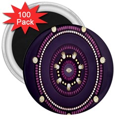 Mandalarium Hires Hand Eye Purple 3  Magnets (100 Pack) by Mariart