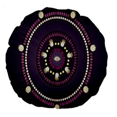 Mandalarium Hires Hand Eye Purple Large 18  Premium Round Cushions by Mariart
