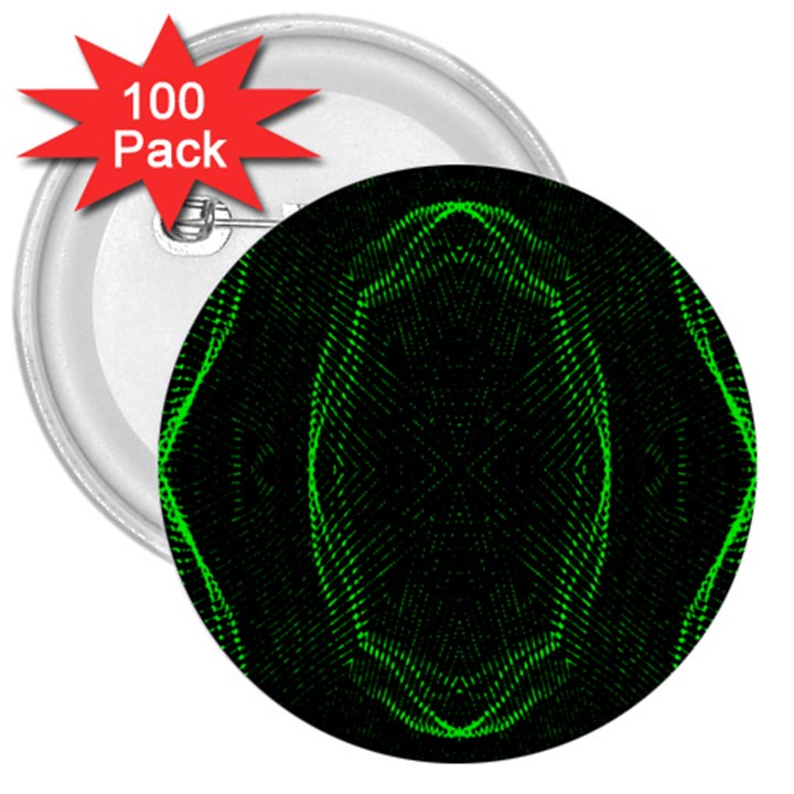 Green Foam Waves Polygon Animation Kaleida Motion 3  Buttons (100 pack) 