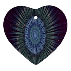 Peaceful Flower Formation Sparkling Space Heart Ornament (two Sides)