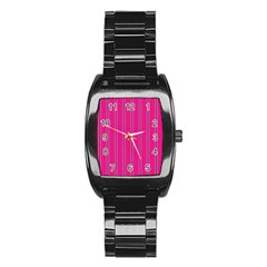 Pink Line Vertical Purple Yellow Fushia Stainless Steel Barrel Watch by Mariart