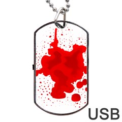 Red Blood Transparent Dog Tag Usb Flash (one Side)