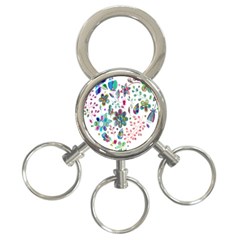 Prismatic Psychedelic Floral Heart Background 3-ring Key Chains by Mariart