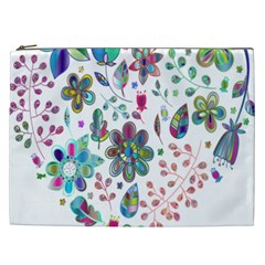 Prismatic Psychedelic Floral Heart Background Cosmetic Bag (xxl) 