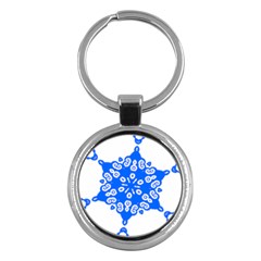 Snowflake Art Blue Cool Polka Dots Key Chains (round)  by Mariart