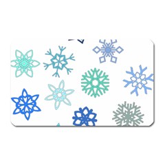 Snowflakes Blue Green Star Magnet (rectangular)