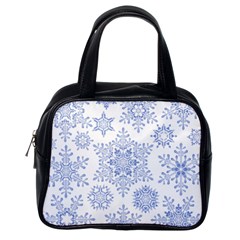 Snowflakes Blue White Cool Classic Handbags (one Side)