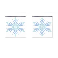 Snowflakes Star Blue Triangle Cufflinks (square) by Mariart