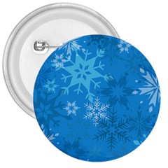 Snowflakes Cool Blue Star 3  Buttons