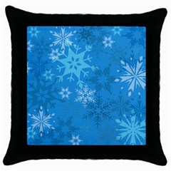 Snowflakes Cool Blue Star Throw Pillow Case (black)