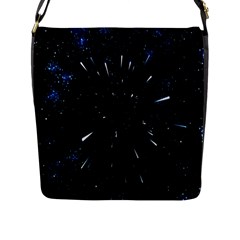 Space Warp Speed Hyperspace Through Starfield Nebula Space Star Line Light Hole Flap Messenger Bag (l) 