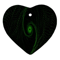 Space Green Hypnotizing Tunnel Animation Hole Polka Green Heart Ornament (two Sides) by Mariart