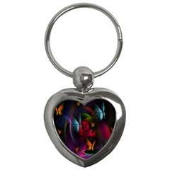 Beautiful Butterflies Rainbow Space Key Chains (heart) 