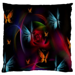 Beautiful Butterflies Rainbow Space Large Flano Cushion Case (one Side) by Mariart