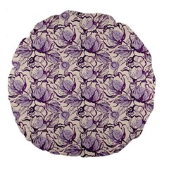 Vegetable Cabbage Purple Flower Large 18  Premium Flano Round Cushions