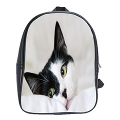 Cat Face Cute Black White Animals School Bag (large)