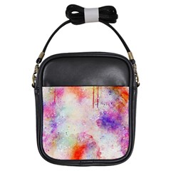 Watercolor Galaxy Purple Pattern Girls Sling Bags by paulaoliveiradesign