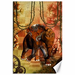 Steampunk, Steampunk Elephant With Clocks And Gears Canvas 12  X 18   by FantasyWorld7