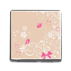 Flower Bird Love Pink Heart Valentine Animals Star Memory Card Reader (square)