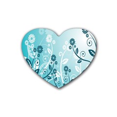 Flower Blue River Star Sunflower Rubber Coaster (heart)  by Mariart