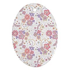 Flower Floral Sunflower Rose Purple Red Star Ornament (oval)