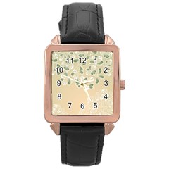 Flower Frame Green Sexy Rose Gold Leather Watch  by Mariart