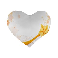 Flower Floral Yellow Sunflower Star Leaf Line Standard 16  Premium Heart Shape Cushions