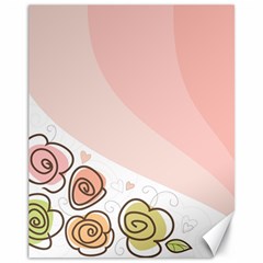 Flower Sunflower Wave Waves Pink Canvas 11  X 14   by Mariart