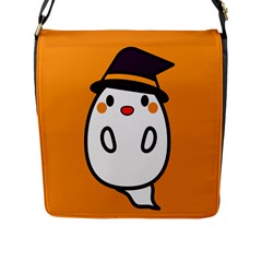 Halloween Ghost Orange Flap Messenger Bag (l) 