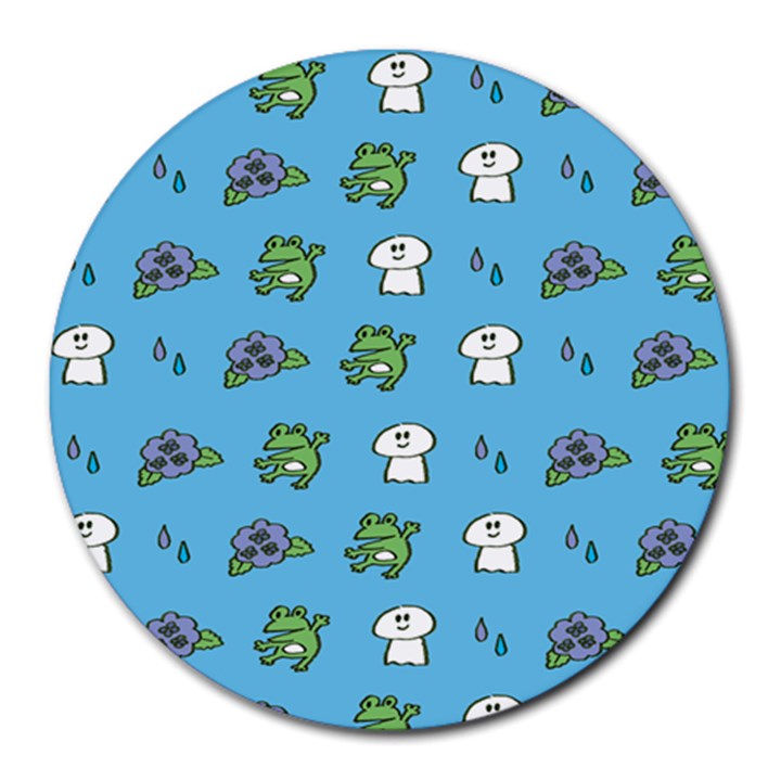 Frog Ghost Rain Flower Green Animals Round Mousepads
