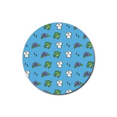 Frog Ghost Rain Flower Green Animals Rubber Coaster (round)  by Mariart