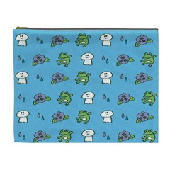 Frog Ghost Rain Flower Green Animals Cosmetic Bag (xl)