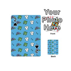 Frog Ghost Rain Flower Green Animals Playing Cards 54 (mini)  by Mariart