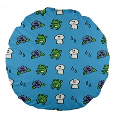 Frog Ghost Rain Flower Green Animals Large 18  Premium Round Cushions by Mariart