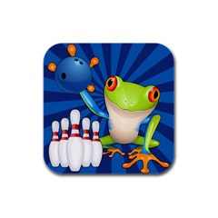 Tree Frog Bowling Rubber Square Coaster (4 Pack)  by crcustomgifts