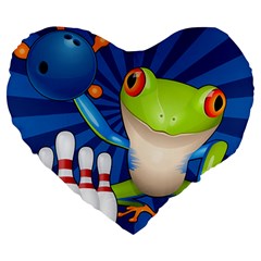 Tree Frog Bowling Large 19  Premium Heart Shape Cushions by crcustomgifts